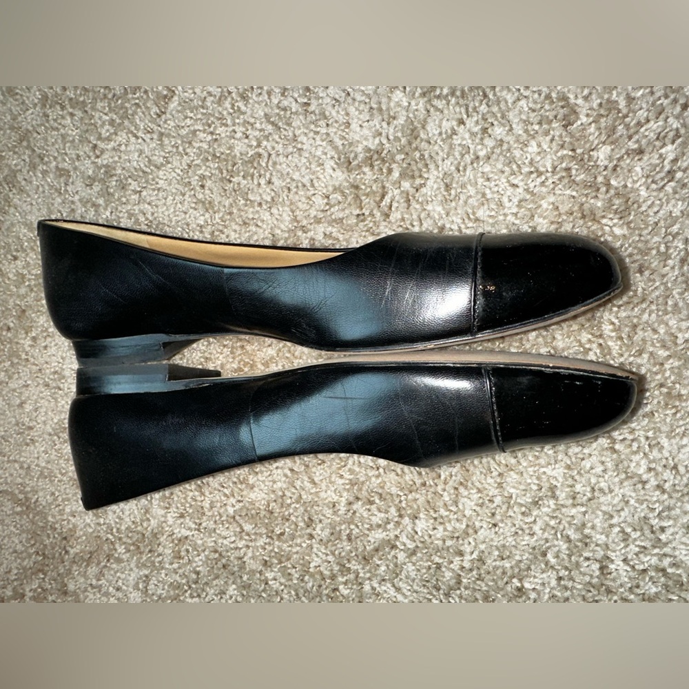 Trotters Shoes Womens 9N Narrow Black Leather With Patent Tip Flats - Picture 3 of 4